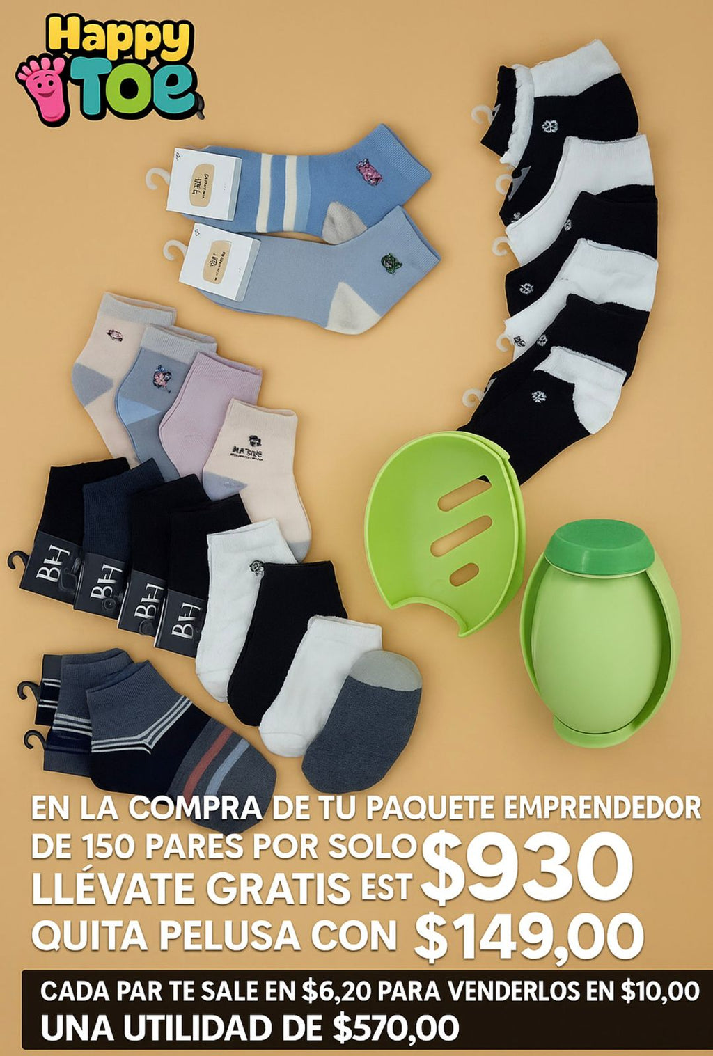 PAQUETE 150 PARES CALCETINES PARA DAMA, CABALLERO Y NIÑOS.
